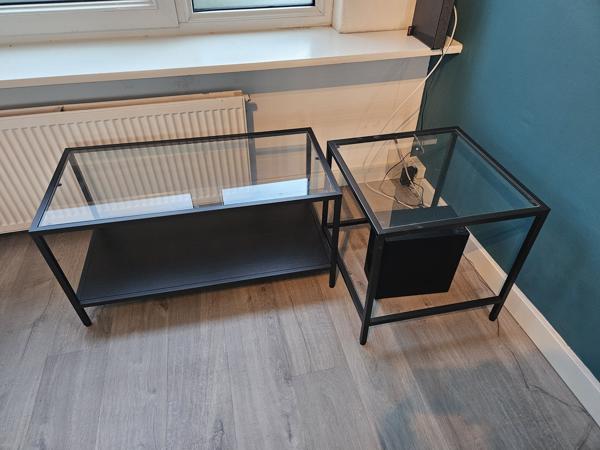 Salontafel set zwart/glas