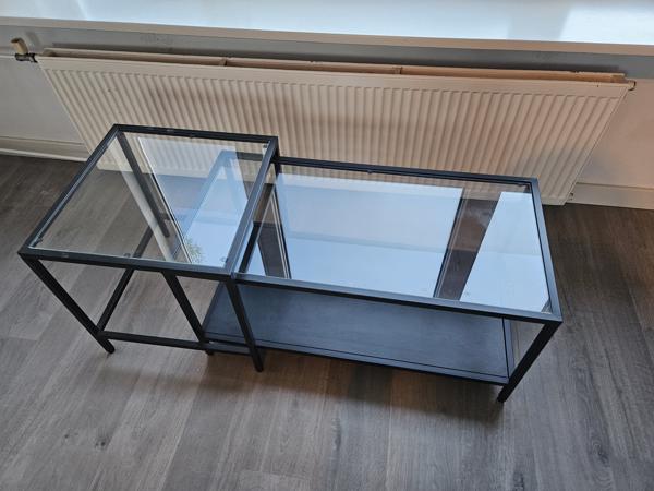 Salontafel set zwart/glas