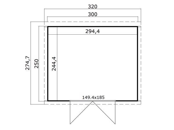 Blokhut Lotta 300x250 Onbehandeld vuren
