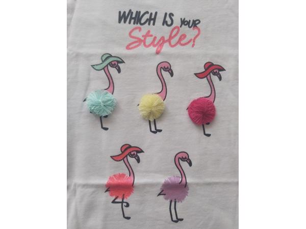 Glo-Story t-shirt flamingo's wit 98