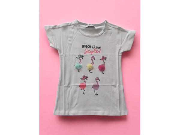 Glo-Story t-shirt flamingo's wit 98