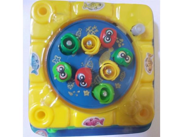 vis hengel spel opwindbaar geel reis editie