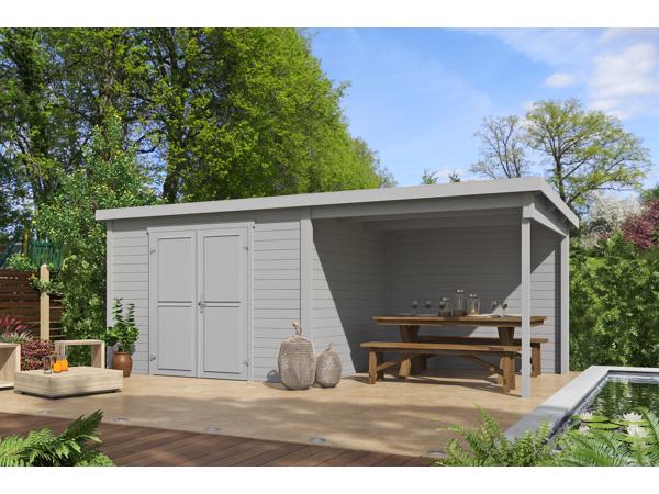 Blokhut met overkapping Kjeld 550x250 onbehandeld vuren