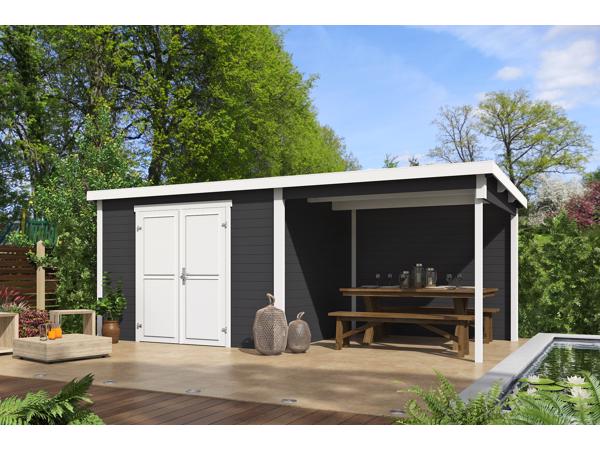 Blokhut met overkapping Kjeld 550x250 onbehandeld vuren