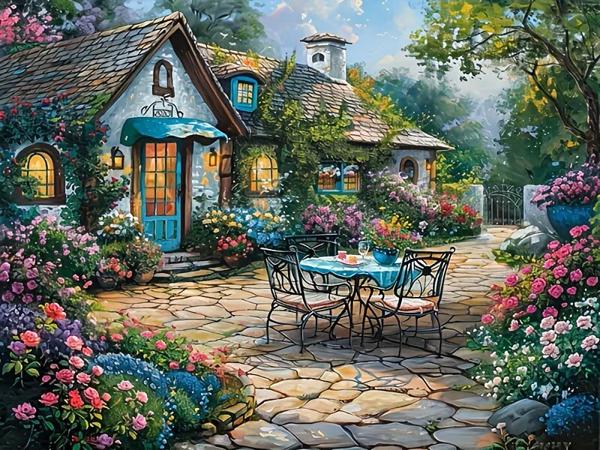 50x40cm Diamond Painting platteland huisje (vierkant) nr 64