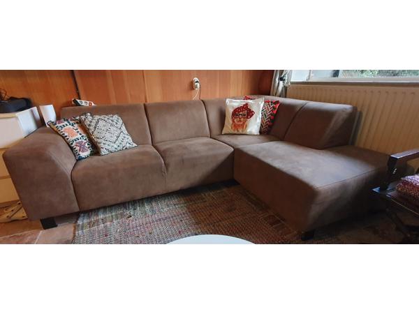 Bruine 3 pers hoekbank