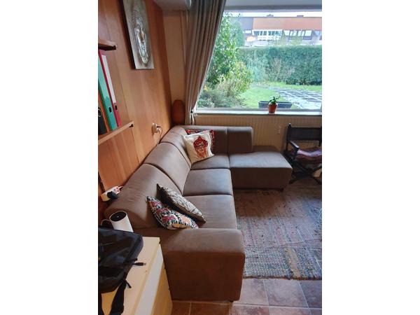 Bruine 3 pers hoekbank