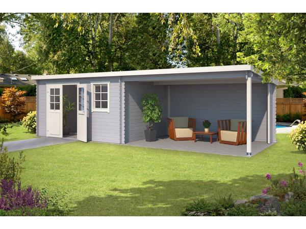 Blokhut met overkapping Aida 760x275 Onbehandeld vuren