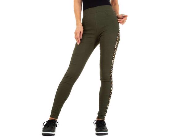 Fashion stevige legging panterprint khaki groen S/M 36/38