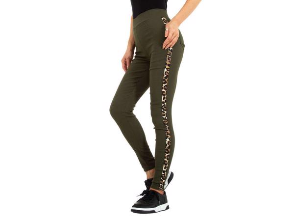 Fashion stevige legging panterprint khaki groen S/M 36/38