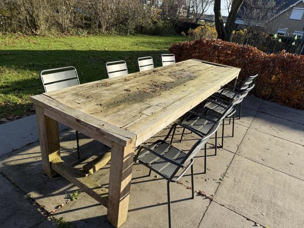 Teak tafel 350 x 100 cm