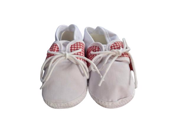 Junior Joy Babyschoenen slofjes wit rood half geruit