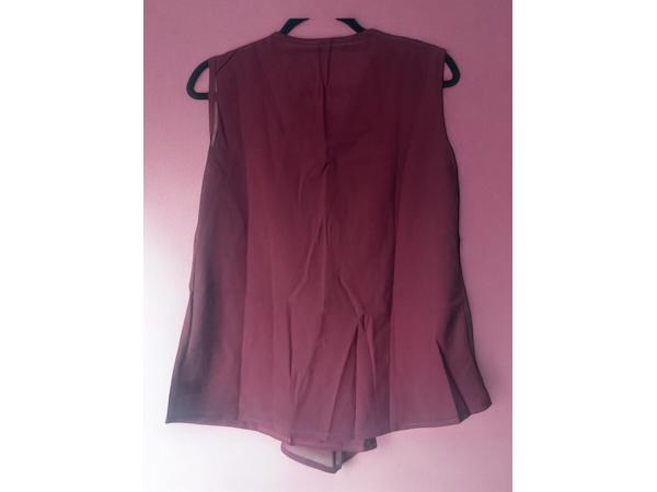 Luchtig mouwloos effen shirt bordeaux rood M