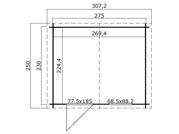 Tuinhuis-Blokhut Nina: 275 x 230 cm