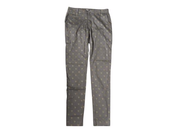 Skinny broek met gouden cactus opdruk khaki S