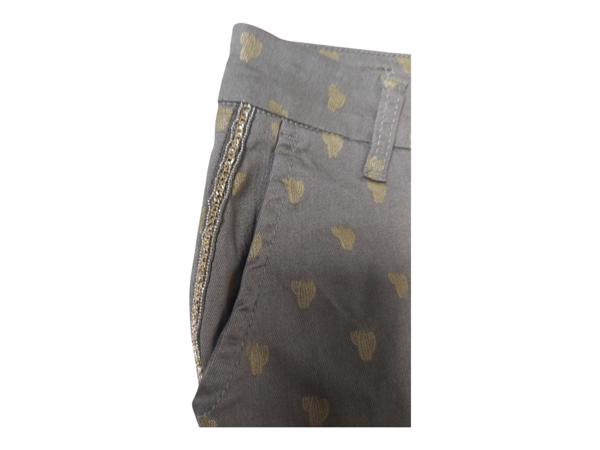Skinny broek met gouden cactus opdruk khaki S