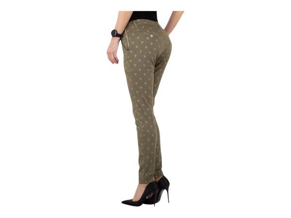 Skinny broek met gouden cactus opdruk khaki S