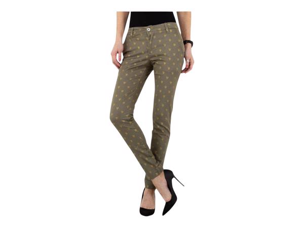 Skinny broek met gouden cactus opdruk khaki S