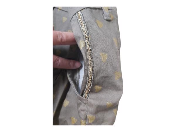 Skinny broek met gouden cactus opdruk khaki S