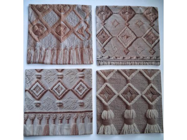 4x kussenhoezen macrame opdruk grijs bruin 45x45cm