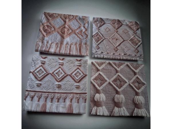 4x kussenhoezen macrame opdruk grijs bruin 45x45cm