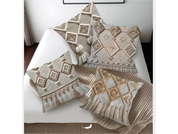 4x kussenhoezen macrame opdruk grijs bruin 45x45cm