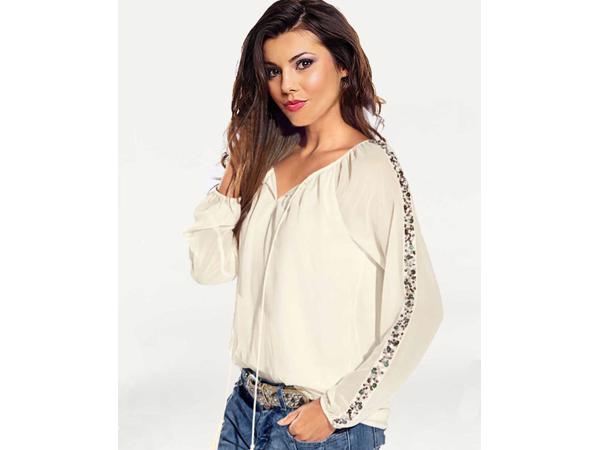Gevoerde blouse &amp;#x2013; shirt, cr&amp;#xE8;me, maat 38 (nieuw)