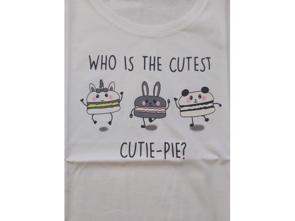 Glo-Story t-shirt who is the cutest pie wit XL