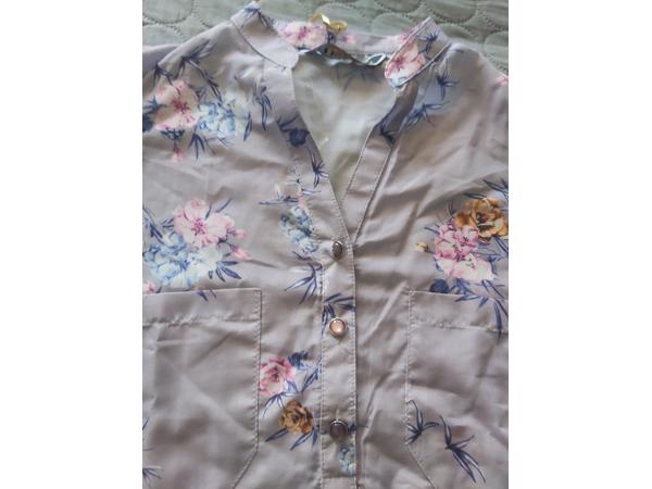 Metrofive bloemen tuniek shirt grijs S/36