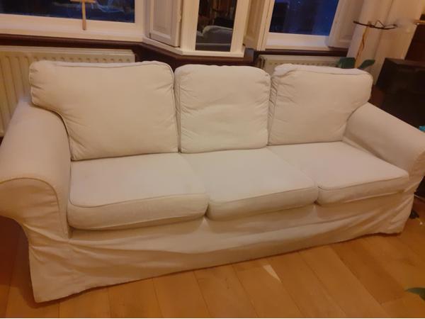 Relaxte 3-zits bank, lichte kleur - 2 stuks