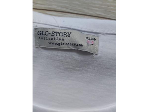 Glo-Story t-shirt gezichtje met gekleurde haren wit 164