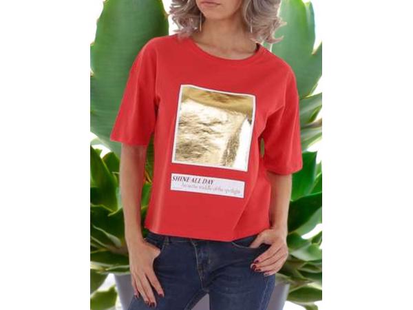 Glo-Story t-shirt Shine all day rood goud S