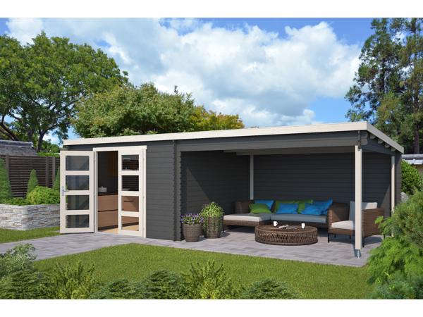 Blokhut met overkapping Olenka 710x330 Onbehandeld vuren