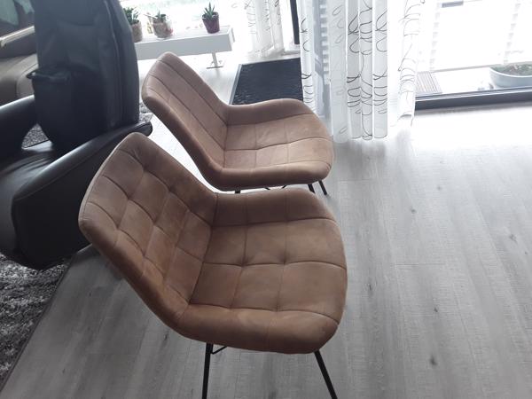 Cognac kleurige eetkamerstoelen van Nubuck
