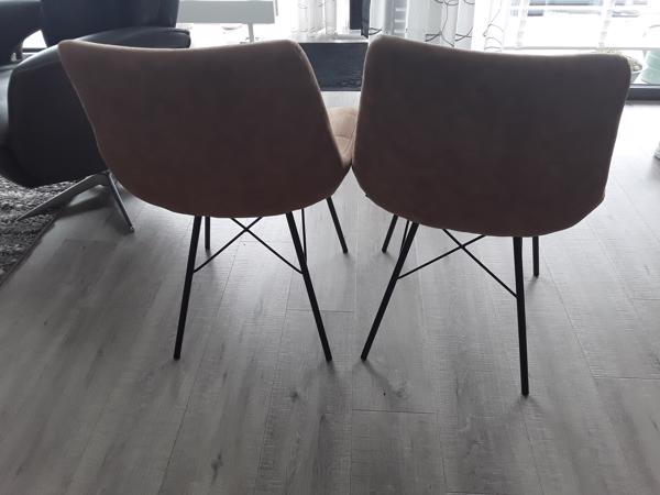 Cognac kleurige eetkamerstoelen van Nubuck