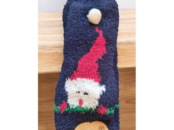 Sokken Fluffy - Kerstman - Katoen - Uniseks -  donkerblauw k