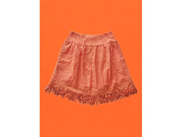 Drole de Copine rok gaatjes patroon oranje M/L 38/40