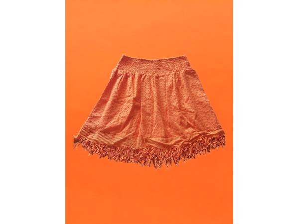 Drole de Copine rok gaatjes patroon oranje M/L 38/40