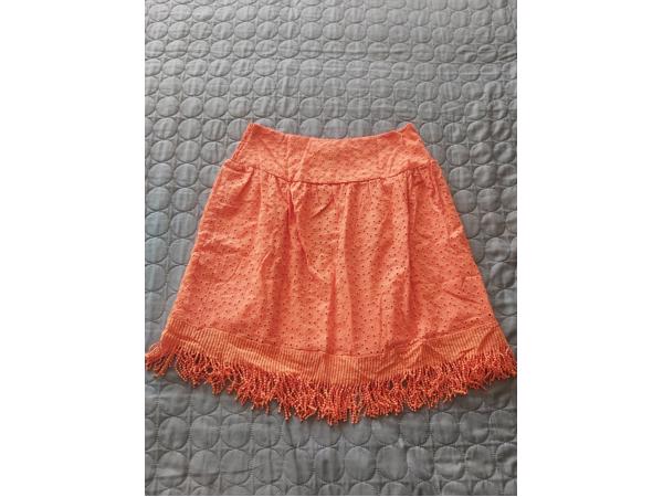 Drole de Copine rok gaatjes patroon oranje M/L 38/40