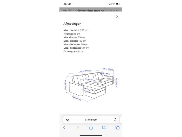 Ikea kivik grijs chaise longue hoekbank