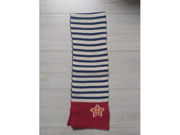 Winter kinder sjaal rood wit blauw met oranje ster one size