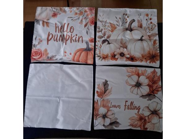Set van 4 kussenhoezen pompoen bruin oranje 45x45cm