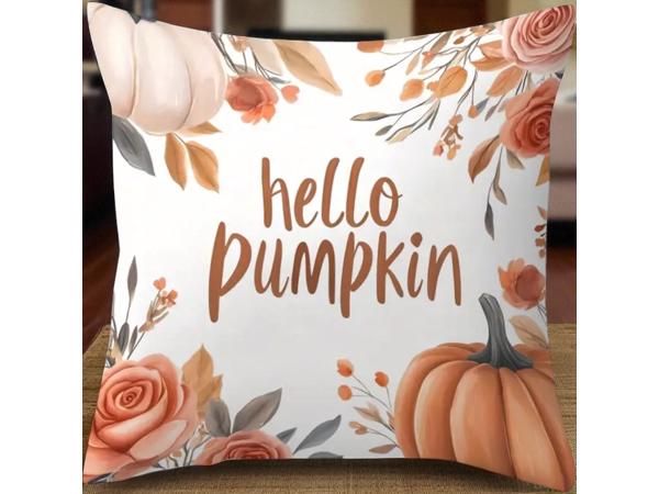 Set van 4 kussenhoezen pompoen bruin oranje 45x45cm