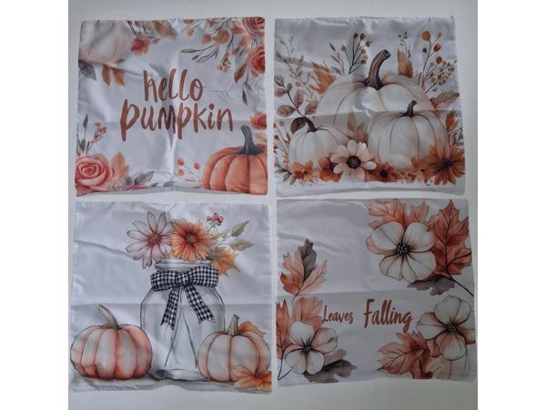 Set van 4 kussenhoezen pompoen bruin oranje 45x45cm