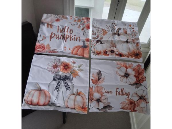 Set van 4 kussenhoezen pompoen bruin oranje 45x45cm