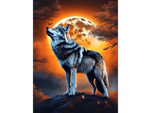 50x40cm Diamond Painting wolf (vierkant steentjes) nr 1
