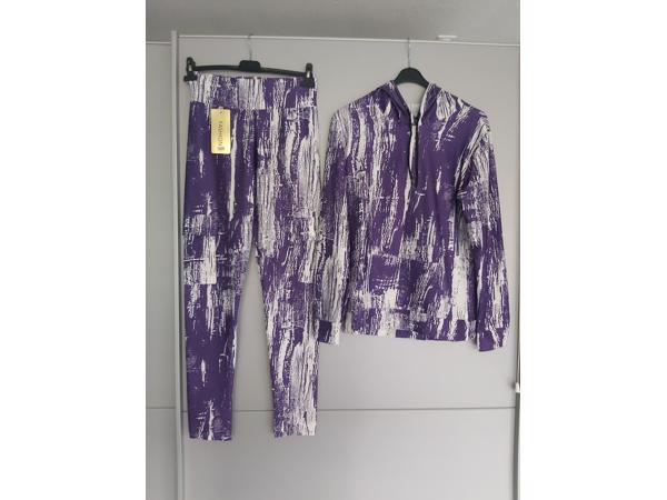 Fashion 2 delig huispak violet paars wit S/M