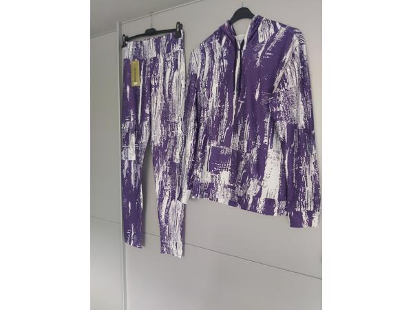 Fashion 2 delig huispak violet paars wit S/M