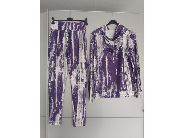 Fashion 2 delig huispak violet paars wit S/M