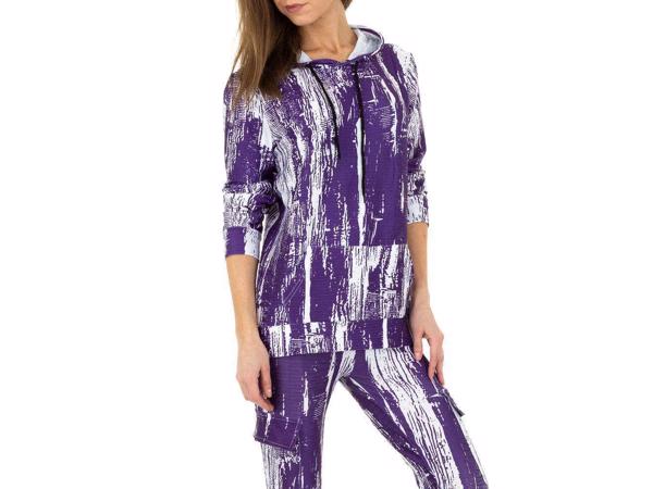 Fashion 2 delig huispak violet paars wit S/M